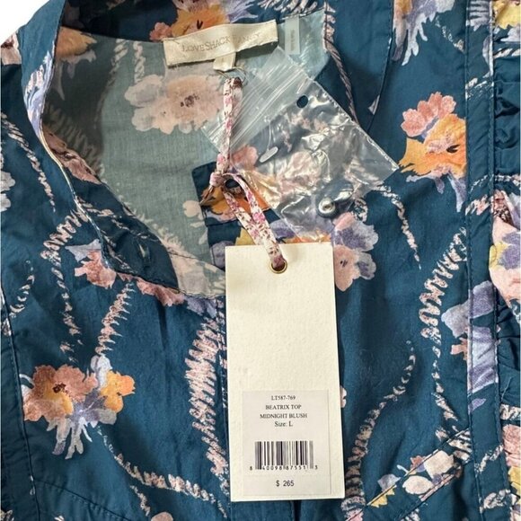 LoveShackFancy Beatrix Floral Blouse, Midnight Blush, Size L, New with tag - Picture 8 of 14